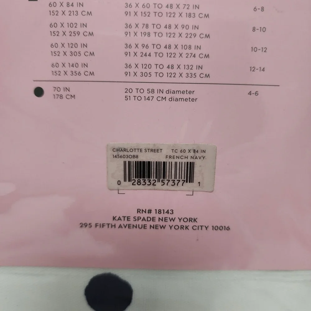 Kate Spade New York Charlotte Street Tablecloth 84x60in White Polka Dot Cotton